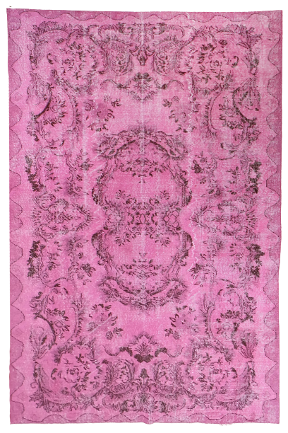 Turkish Vintage Hand-Knotted Pink Wool 163 x 257 (5'4" x 8'5")