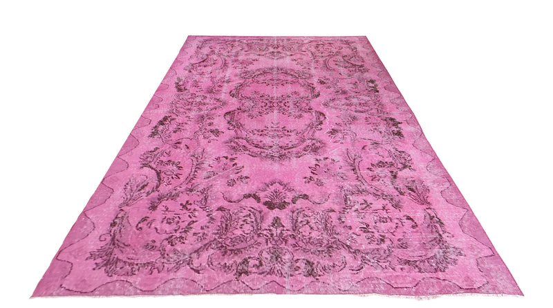 Turkish Vintage Hand-Knotted Pink Wool 163 x 257 (5'4" x 8'5")