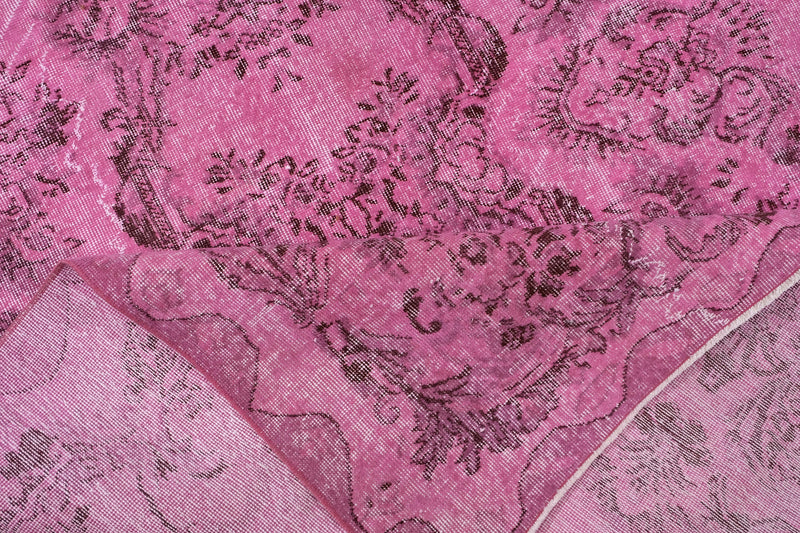 Turkish Vintage Hand-Knotted Pink Wool 163 x 257 (5'4" x 8'5")