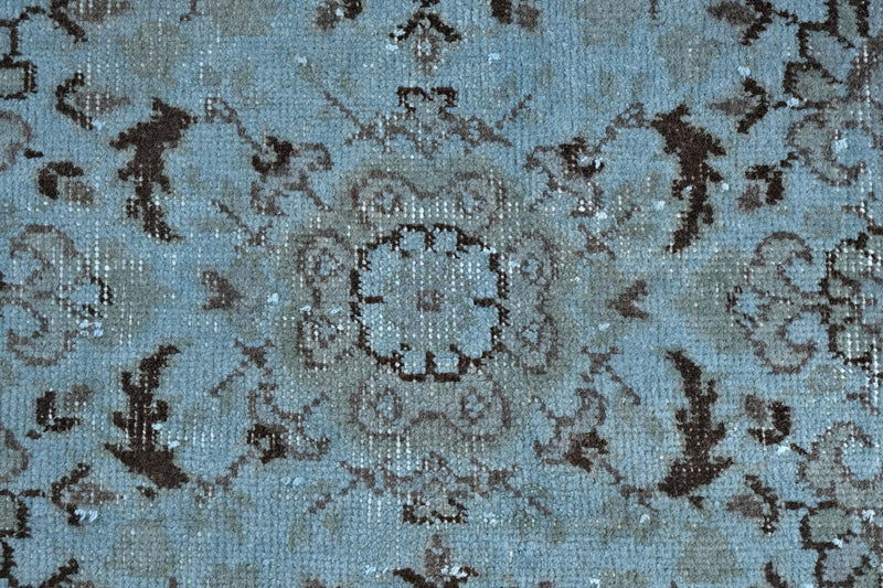 Turkish Vintage Hand-Knotted Blue Wool 180 x 295 cm (5'11" x 9'8")