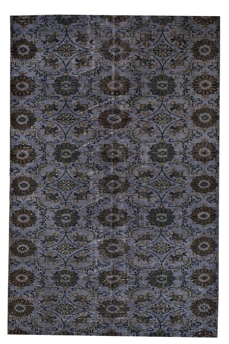 Turkish Vintage Hand-Knotted Brown Wool 145 x 259 cm (4'9" x 8'6")