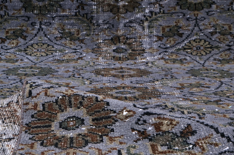 Turkish Vintage Hand-Knotted Brown Wool 145 x 259 cm (4'9" x 8'6")