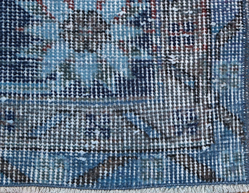Turkish Vintage Hand-Knotted Blue Wool 201 x 300 cm (6'7" x 9'10")