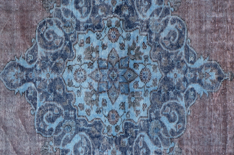 Turkish Vintage Hand-Knotted Blue Wool 201 x 300 cm (6'7" x 9'10")