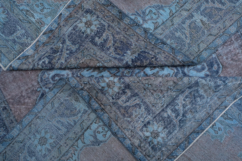 Turkish Vintage Hand-Knotted Blue Wool 201 x 300 cm (6'7" x 9'10")