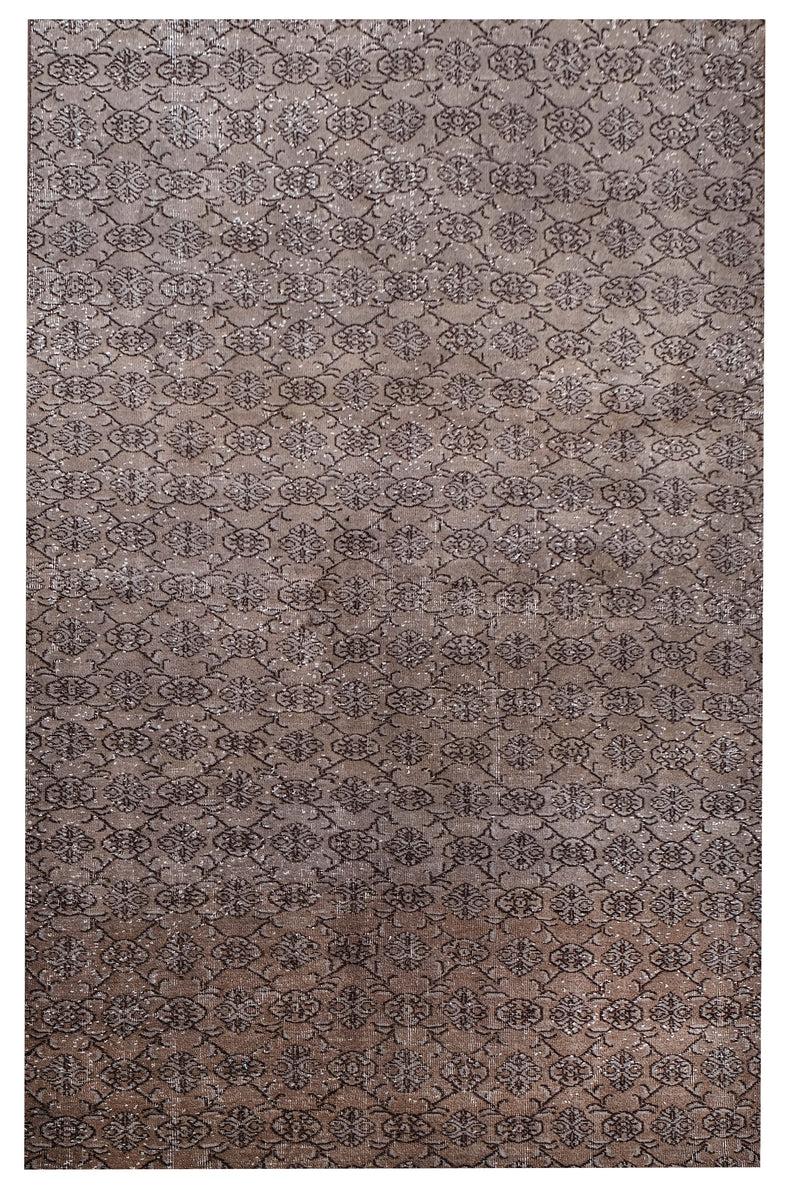 Turkish Vintage Hand-Knotted Red Wool Brown 165 x 282 cm (5'5" x 9'3")