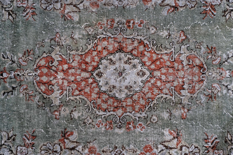 Turkish Vintage Hand-Knotted Red Wool Burgundy 193 x 315 cm (6'4" x 10'4")