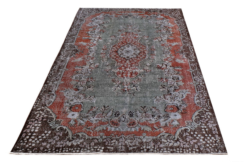 Turkish Vintage Hand-Knotted Red Wool Burgundy 193 x 315 cm (6'4" x 10'4")