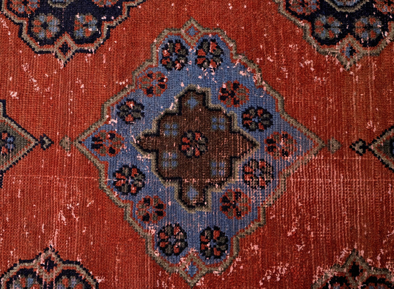 Turkish Vintage Hand-Knotted Red Wool 99 x 354 cm (3'3" x 11'7")