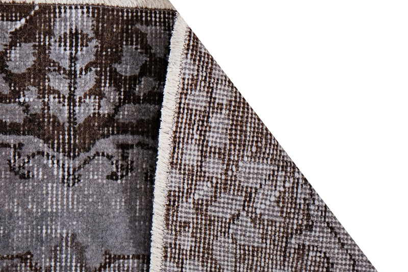 Turkish Vintage Hand-Knotted Brown Wool 170 x 260 cm (5'7" x 8'6")