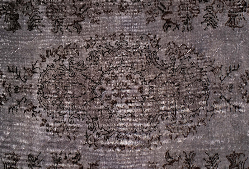 Turkish Vintage Hand-Knotted Brown Wool 170 x 260 cm (5'7" x 8'6")