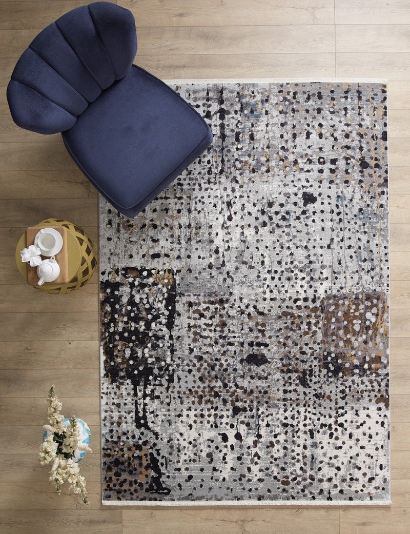 Kalipso Polka Abstract Rug Grey and Bronze 2 therugsoutlet.ca