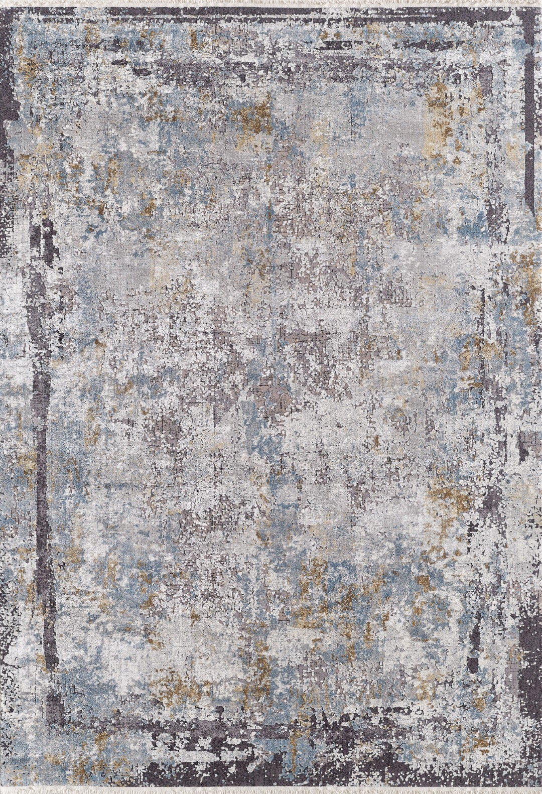 Kalipso Abstract Borded Rug Grey and Beige therugsoutlet.ca