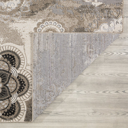 Richmond Floral Abstract Outdoor Rug - Beige and Brown
