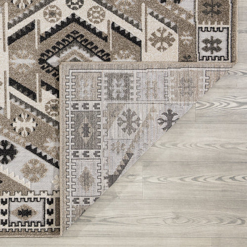 Richmond Kilim Medallion Outdoor Rug - Beige and Brown