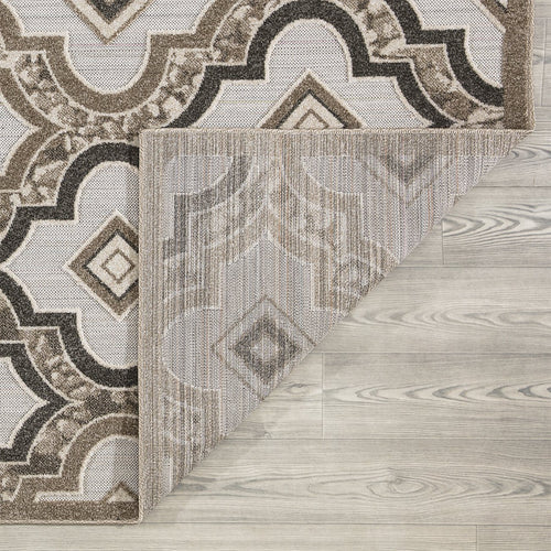 Richmond Kilim Trellis Outdoor Rug - Beige and Brown