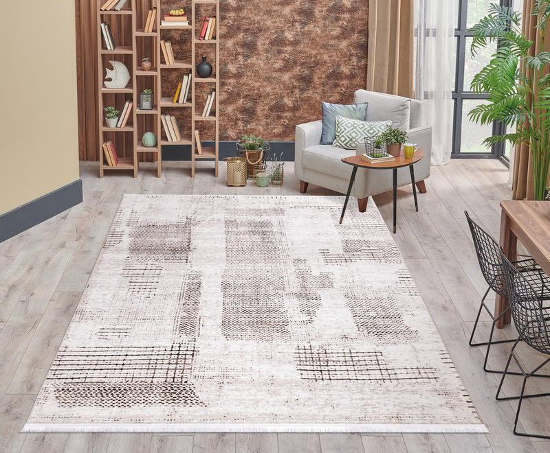 Sedef Abstract Beige Area Rug