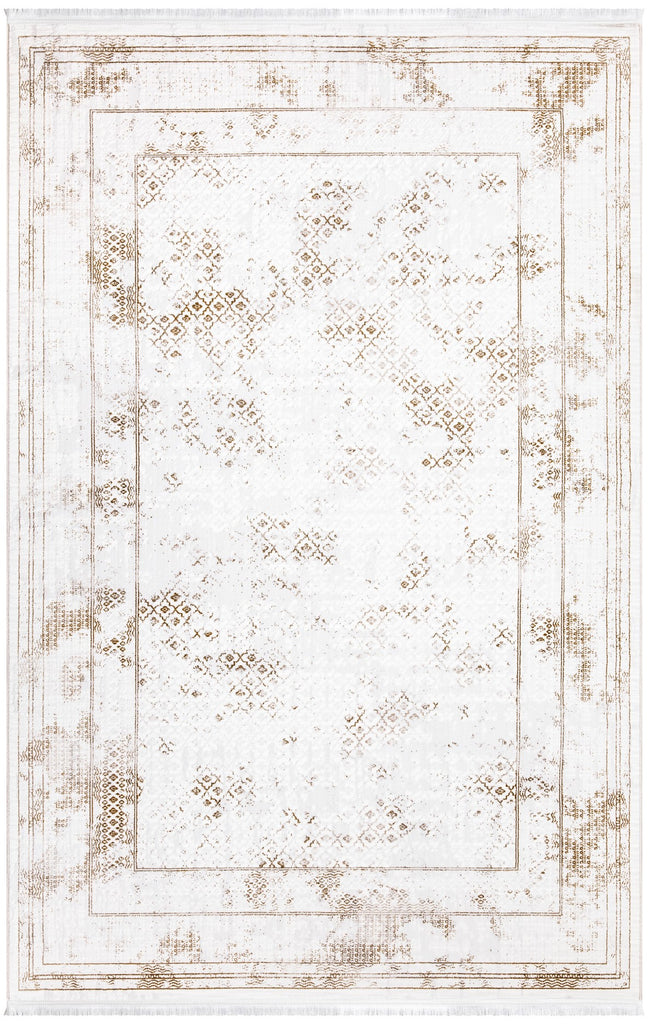 Sedef Abstract Bordered Cream Rug 2 The Rugs Outlet