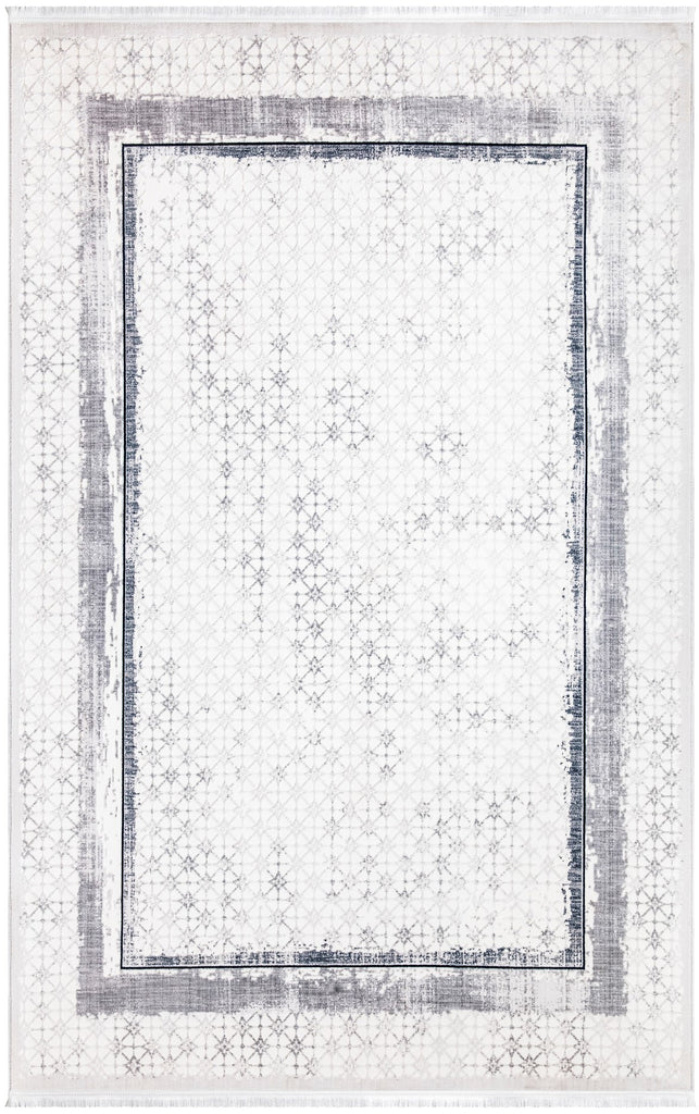 Sedef Abstract Bordered Cream Rug 2 The Rugs Outlet