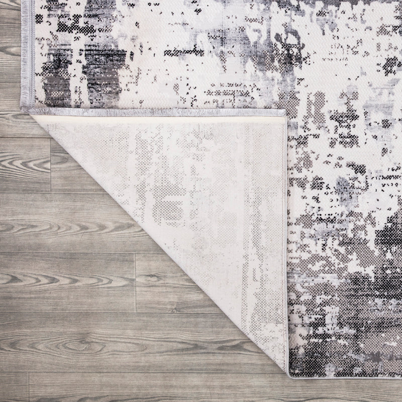 Sedef Abstract White Grey Area Rug