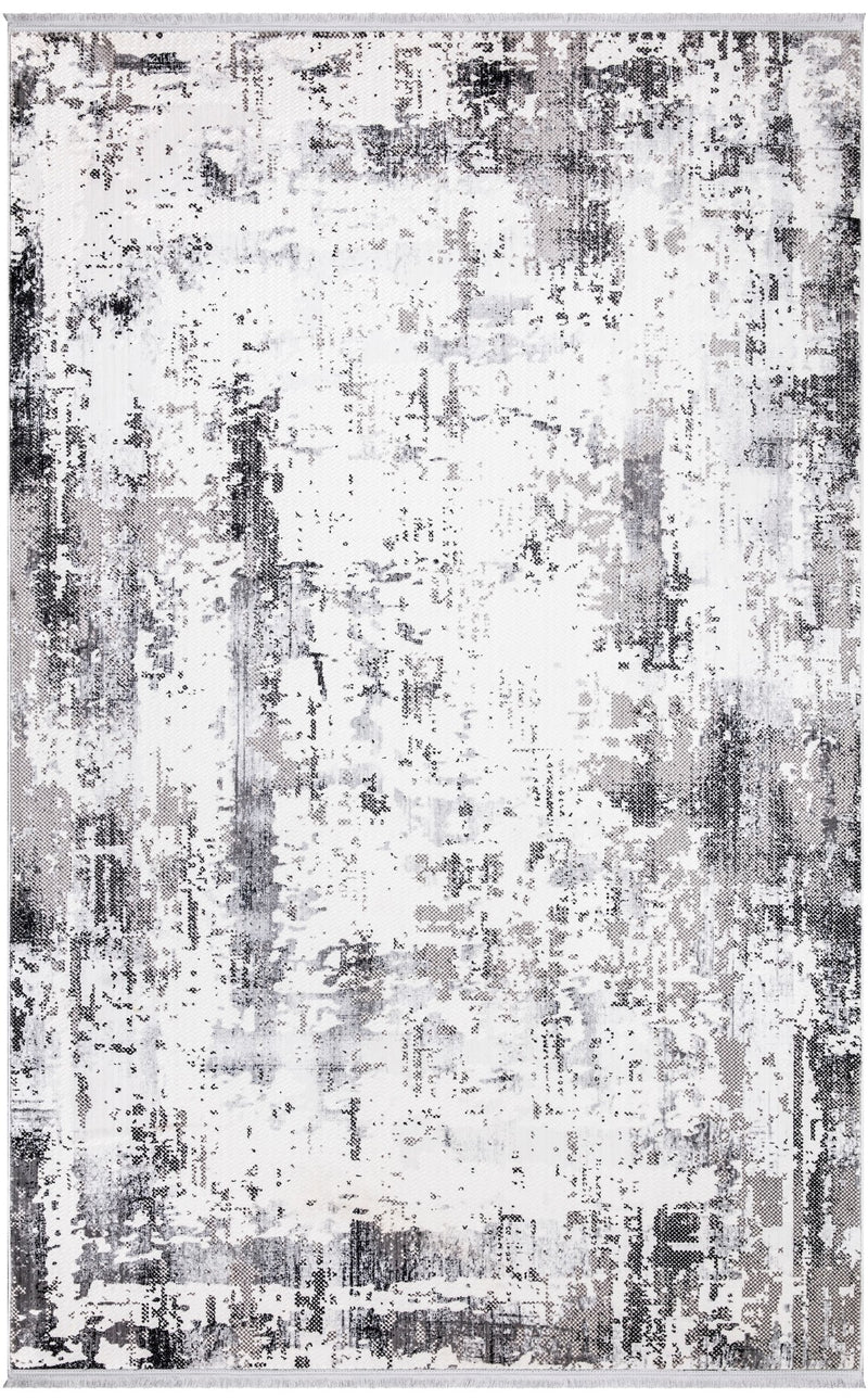 Sedef Abstract White Grey Area Rug