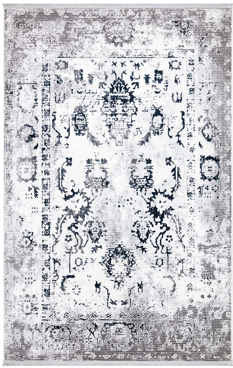 Sedef Traditional Abstract Blue Area Rug