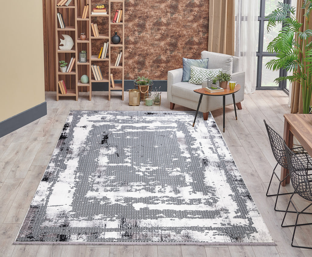 Sedef Abstract Grey Rug 1 The Rugs Outlet