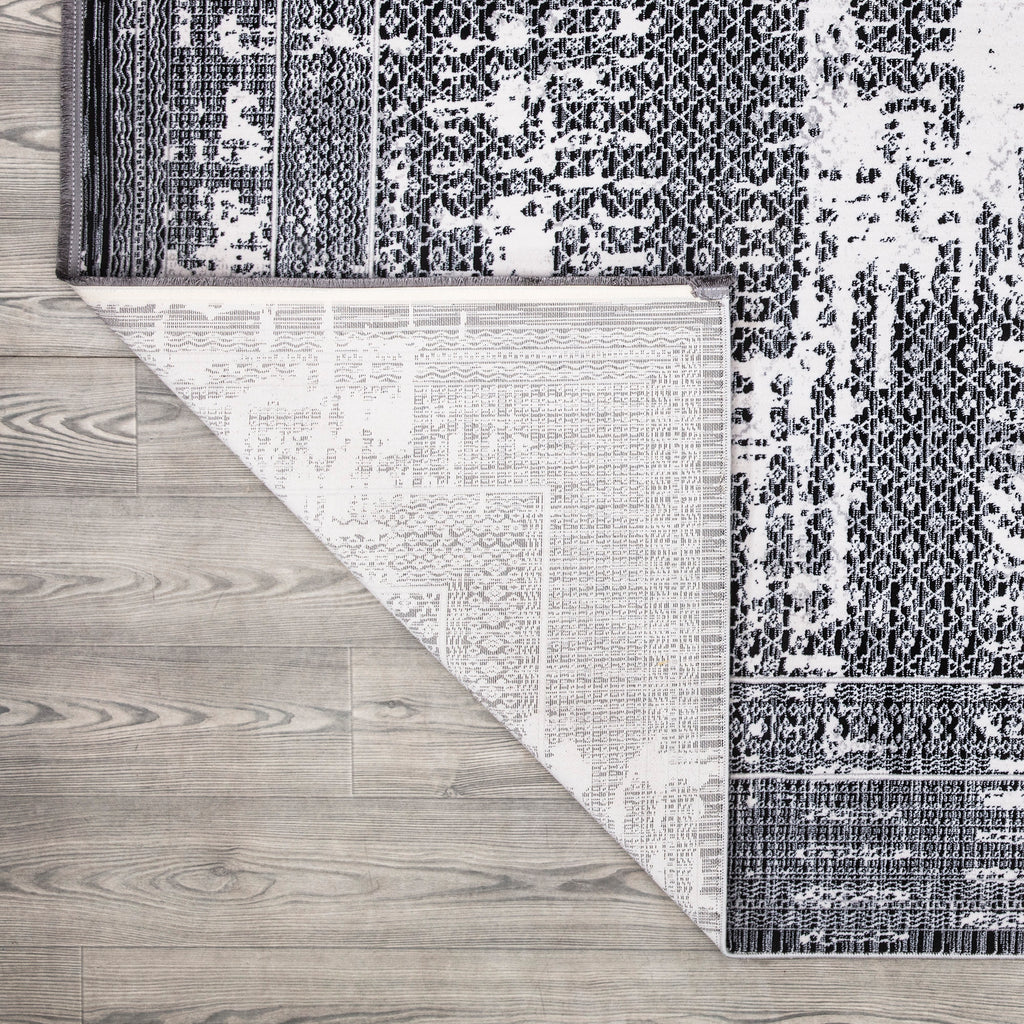 Sedef Abstract Bordered Grey Rug 4 The Rugs Outlet