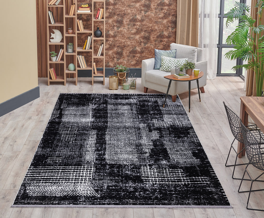 Sedef Abstract Black Rug 1 The Rugs Outlet