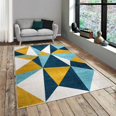 Amsterdam 171 Navy Blue Mustard Area Rug Area Rugs The Rugs Outlet CA