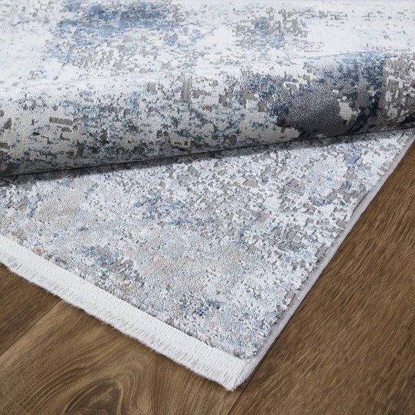Luxi 8432 Collection in Grey & Blue Area Rugs The Rugs Outlet