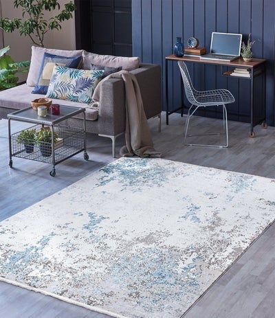 Luxi 8444 Collection Ivory Blue Area Rugs The Rugs Outlet