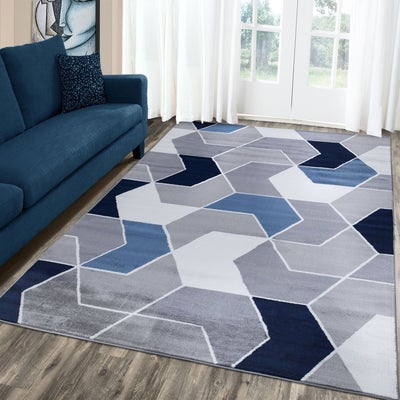 Monaco 1943 Navy Blue & Grey Area Rug The Rugs Outlet