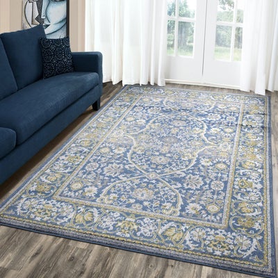 Monaco 1993 Traditional Blue & Gold Area Rug The Rugs Outlet