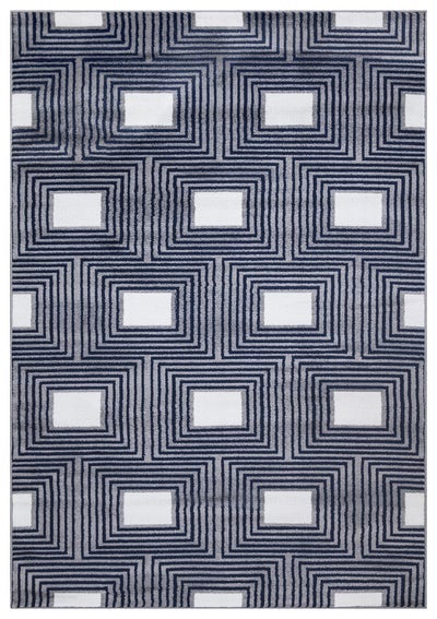 Paris 1940 Navy Blue & Grey Area Rug The Rugs Outlet