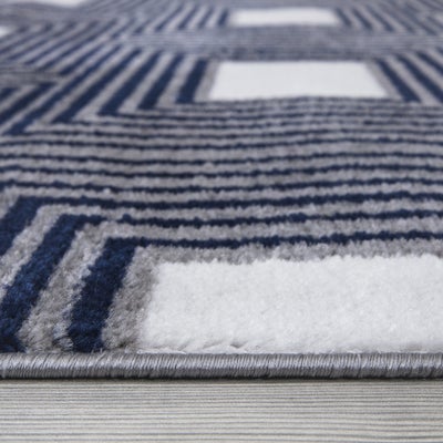 Paris 1940 Navy Blue & Grey Area Rug The Rugs Outlet