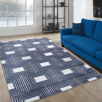 Paris 1940 Navy Blue & Grey Area Rug The Rugs Outlet
