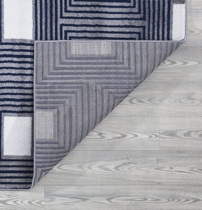 Paris 1940 Navy Blue & Grey Area Rug The Rugs Outlet