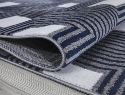 Paris 1940 Navy Blue & Grey Area Rug The Rugs Outlet