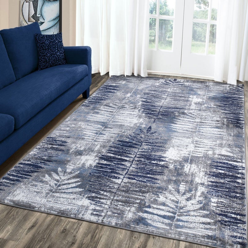 Paris 1941 Navy Blue & Grey Area Rug The Rugs Outlet