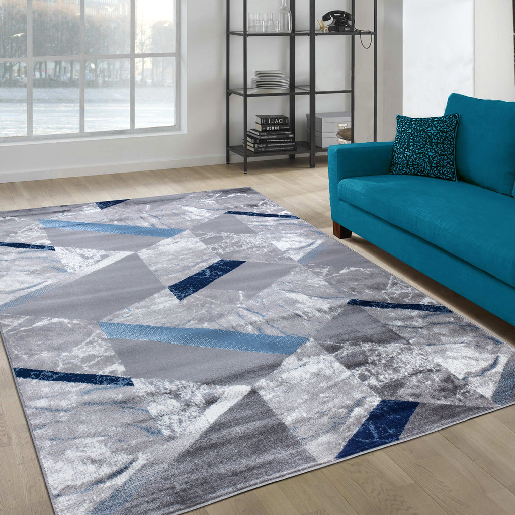 Paris 1989 Navy Blue & Grey Rug The Rugs Outlet