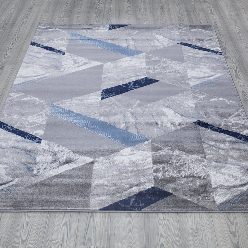 Paris 1989 Navy Blue & Grey Rug The Rugs Outlet