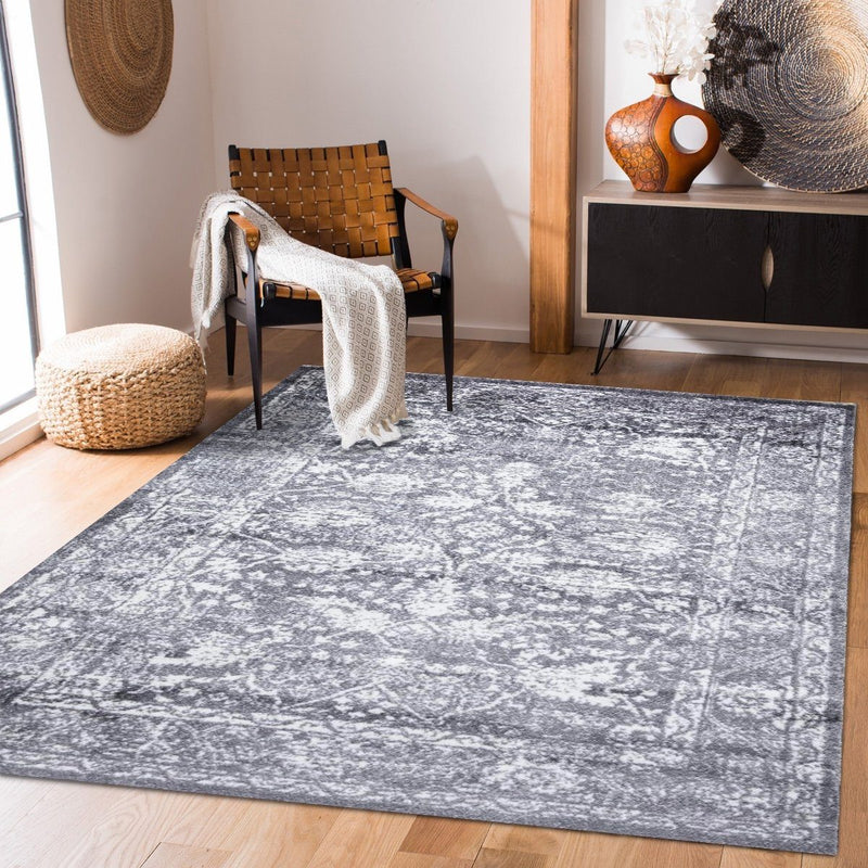 Santorini Grey Vintage Flora Rugs The Rugs Outlet