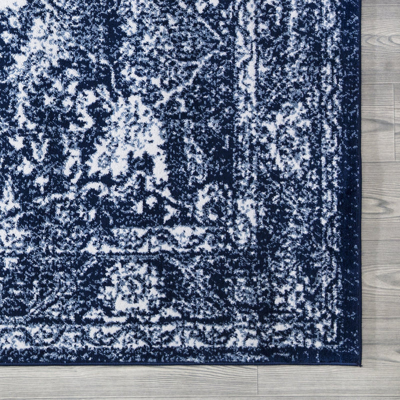 Santorini Navy Blue Vintage Flora Rugs The Rugs Outlet