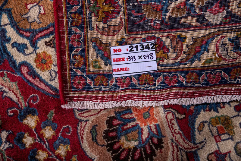 Traditional Antique Area Rugs Wool Medallion Red Rectagular Handmade Oriental Rugs 393X298 CM 12.9X9.8 FT Large The Rugs Outlet CA