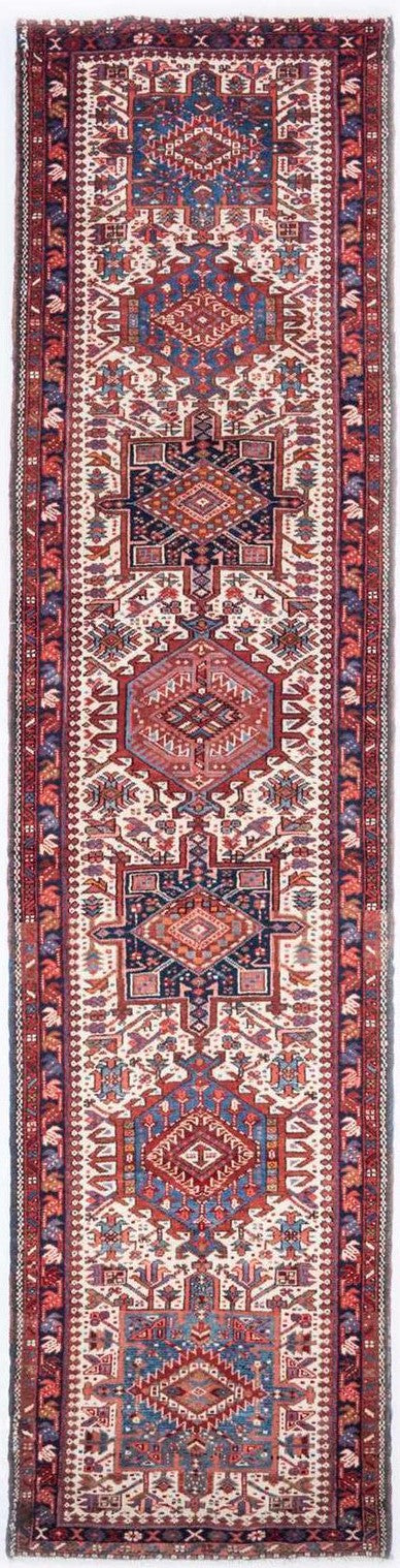 Hand-Knotted Medallion Runner Rug – Cream – 360X90 CM | 11'8"X3' therugsoutlet.ca