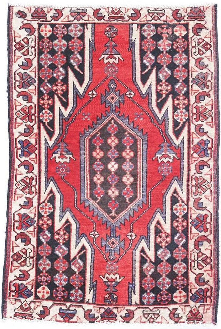 Hand-Knotted Medallion Area Rug - Red - 120X80 CM | 3'11"X2'7" therugsoutlet.ca