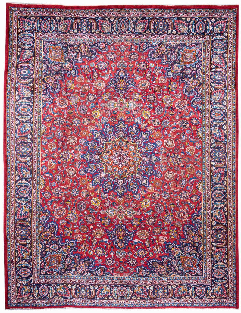 Hand-Knotted Medallion Area Rug - Red - 388X292 CM | 12'9"X9'7" therugsoutlet.ca
