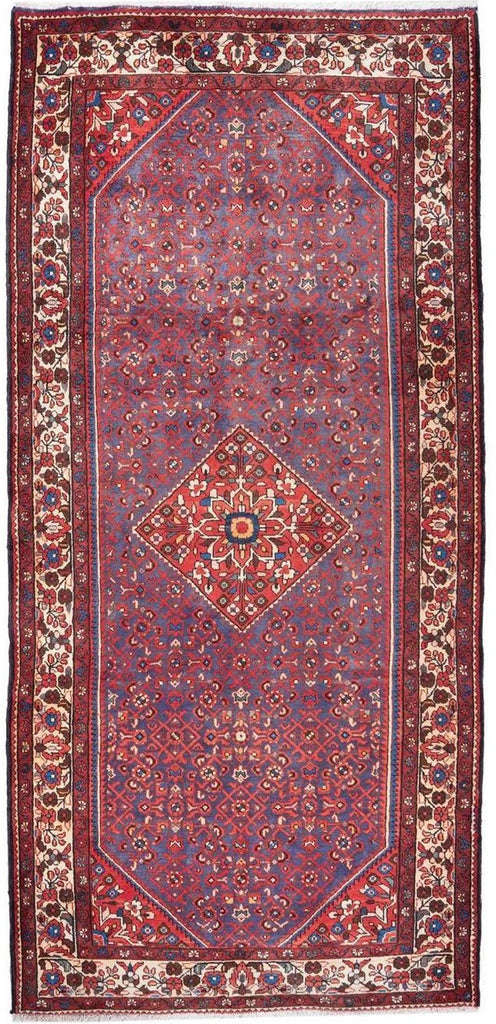 Hand-Knotted Medallion Runner Rug - Navy Blue and Red - 176X155 CM | 5'9"X5'1" therugsoutlet.ca