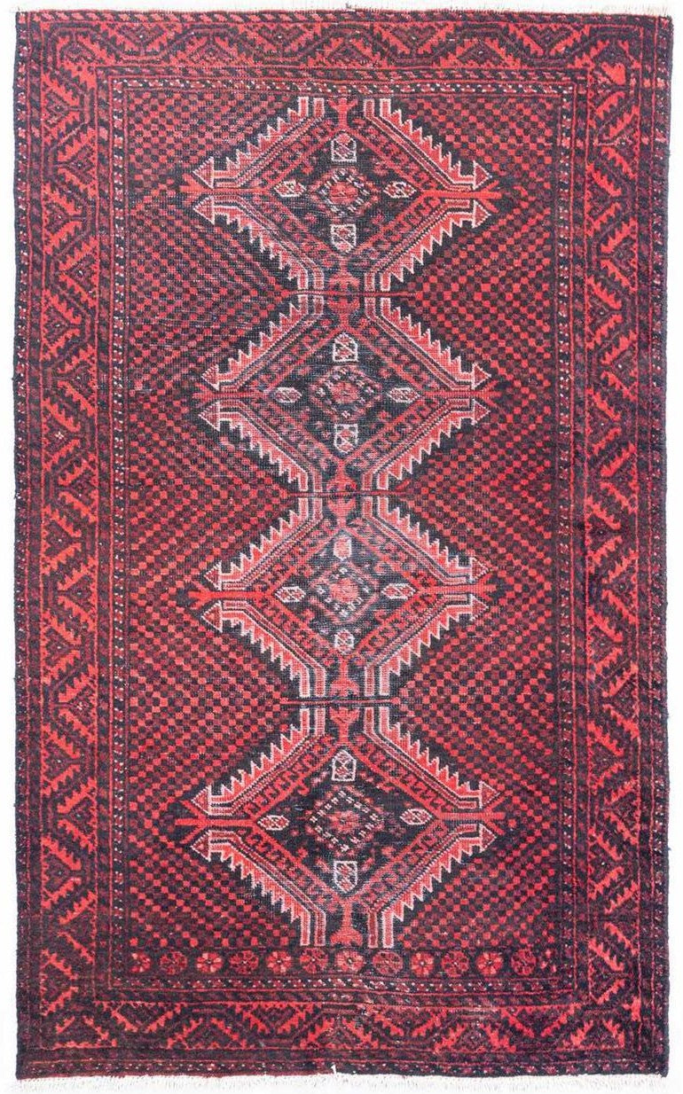 Hand-Knotted Floral Area Rug - Red - 177X106 CM | 5'10"X3'6" therugsoutlet.ca